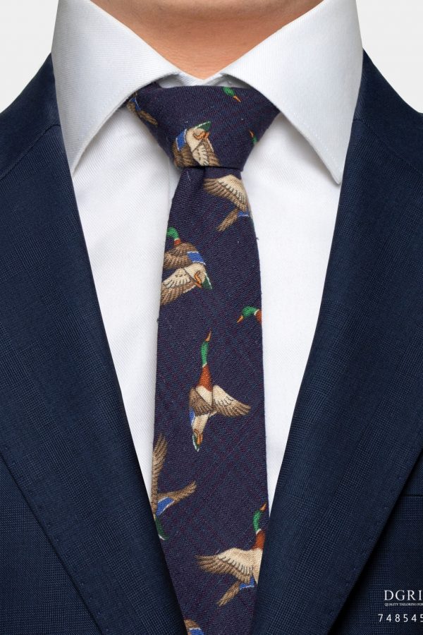 mallard duck indigo blue 3 inch necktie dgrie