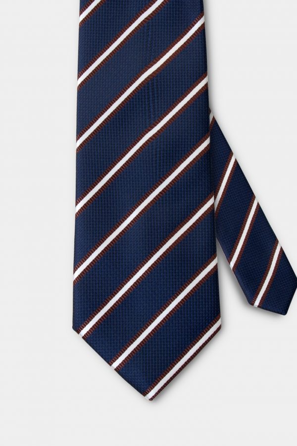 navy stripe brownampwhite nbw 3 inch necktie dgrie 1