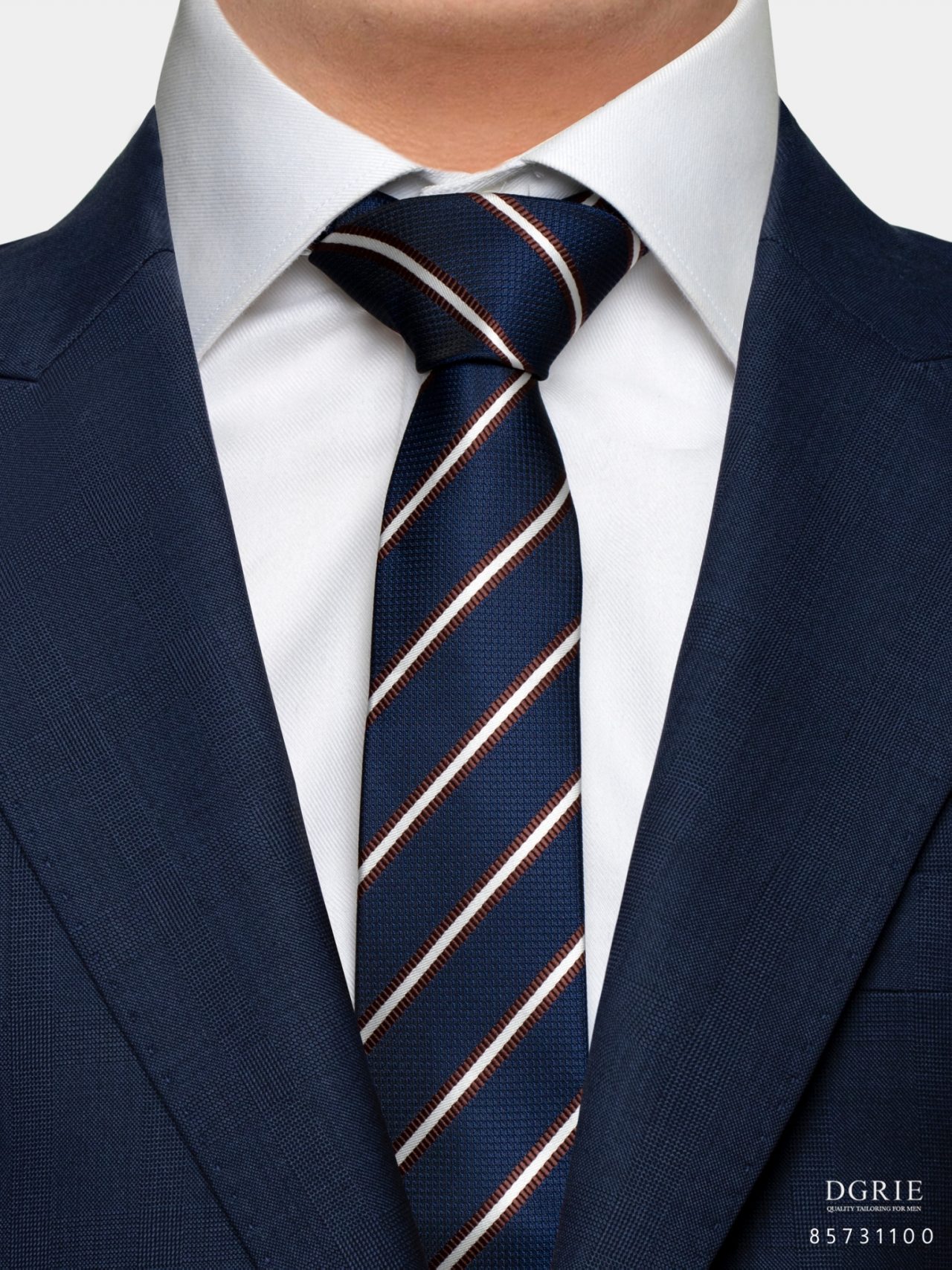 navy stripe brownampwhite nbw 3 inch necktie dgrie