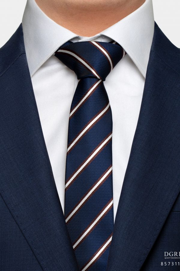 navy stripe brownampwhite nbw 3 inch necktie dgrie