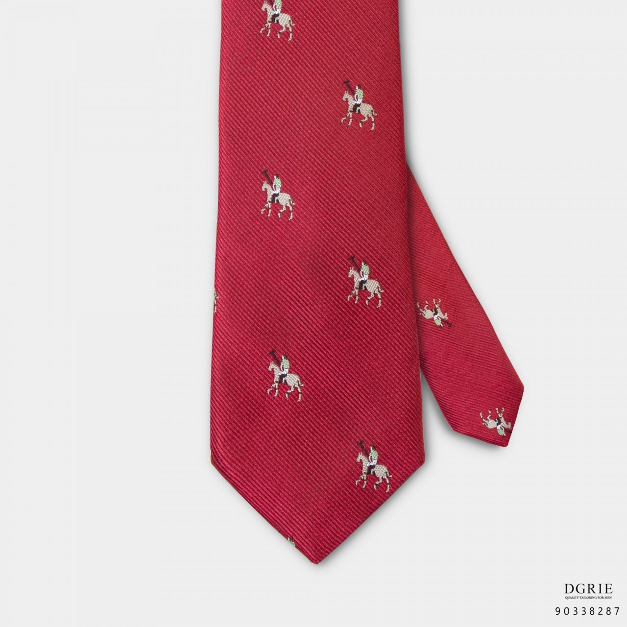 red twill polo horse sport 2 5 inch necktie dgrie 1