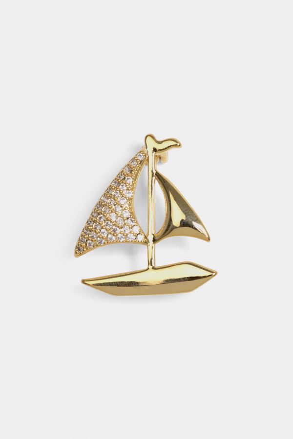 golden sailboat sparkle brooch dgrie