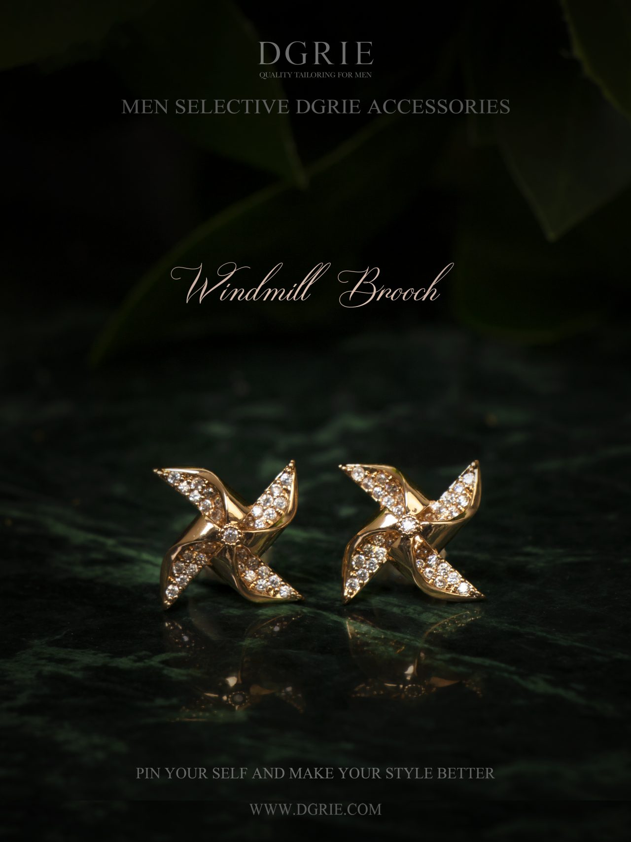 golden wind turbine sparkle brooch dgrie 2