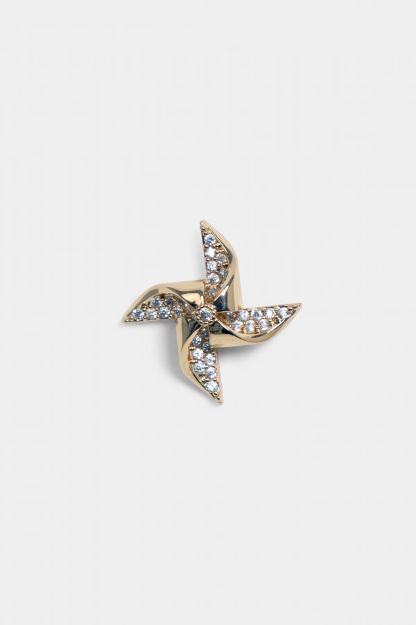 golden wind turbine sparkle brooch dgrie