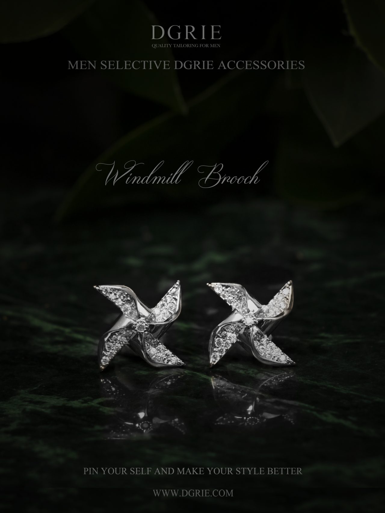 silver wind turbine sparkle brooch dgrie 2