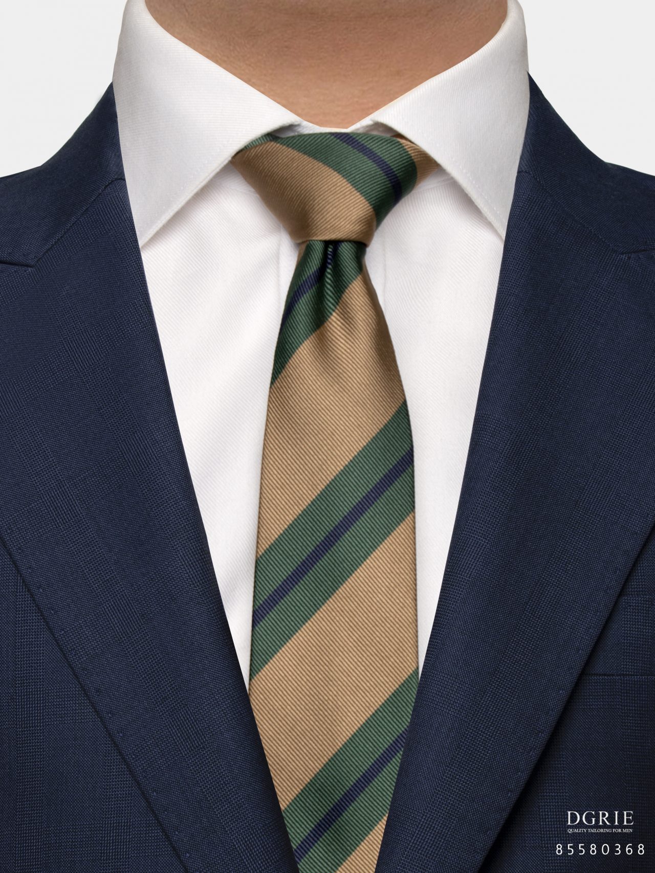 beige stripe three tone greenampnavy 3 inch necktie amp dgrie