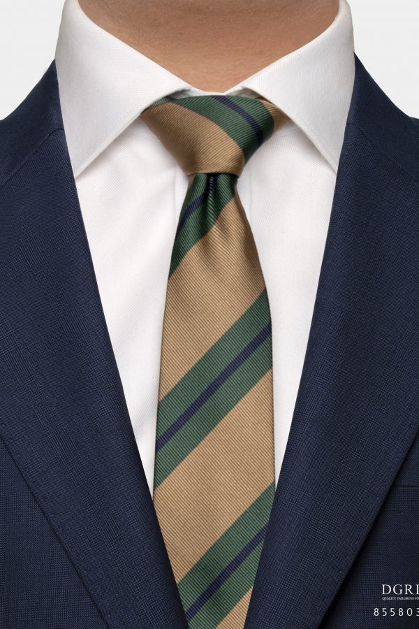 beige stripe three tone greenampnavy 3 inch necktie amp dgrie