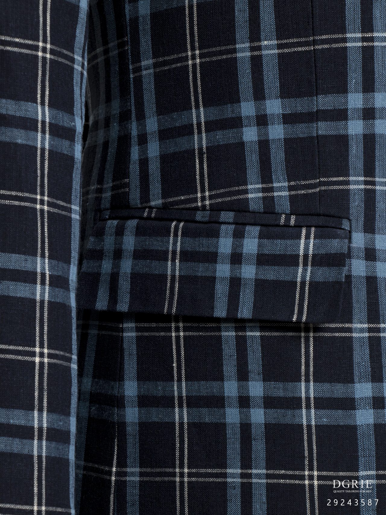 dark navy tartan check 2 button bn notch lapel linen jacket dgrie 10