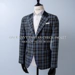 dark navy tartan check 2 button bn notch lapel linen jacket dgrie 5