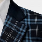 dark navy tartan check 2 button bn notch lapel linen jacket dgrie 6