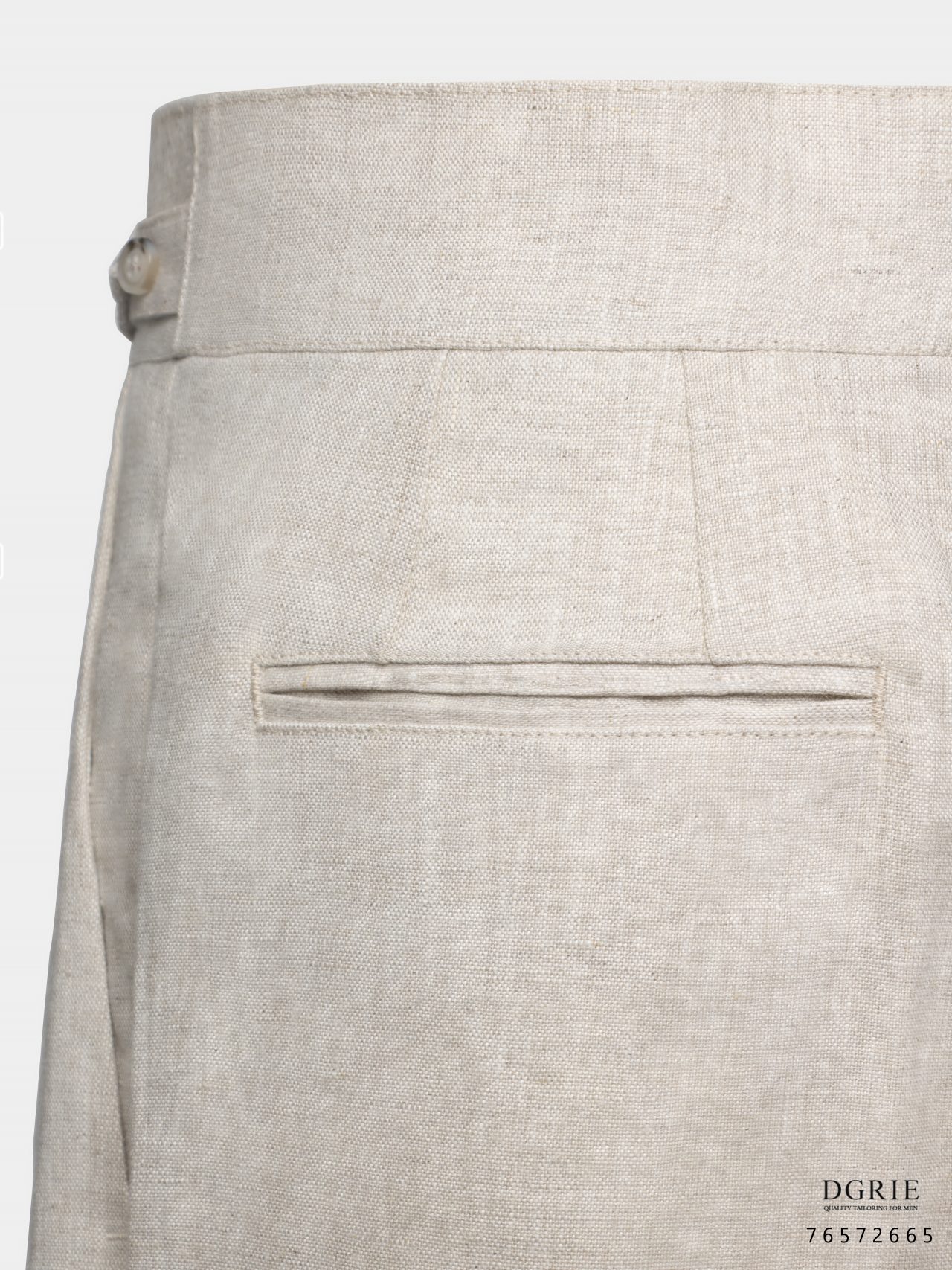 linen lace beige button edge short pants dgrie