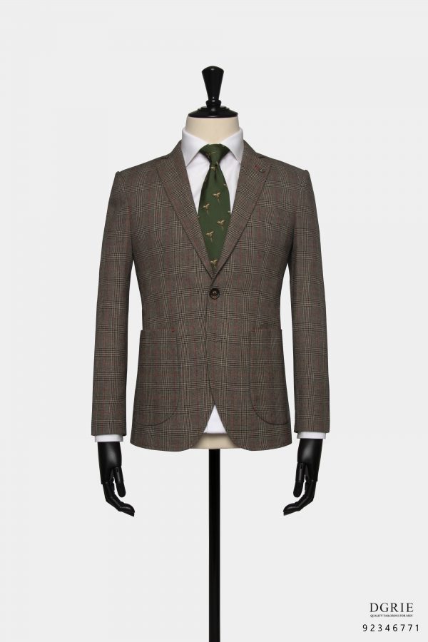 brown glen check rd wool with pin jacket dgrie 3