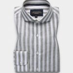 egyptian linen grayampwhite gy stripe 1cm cutaway collar shirt dgrie 3