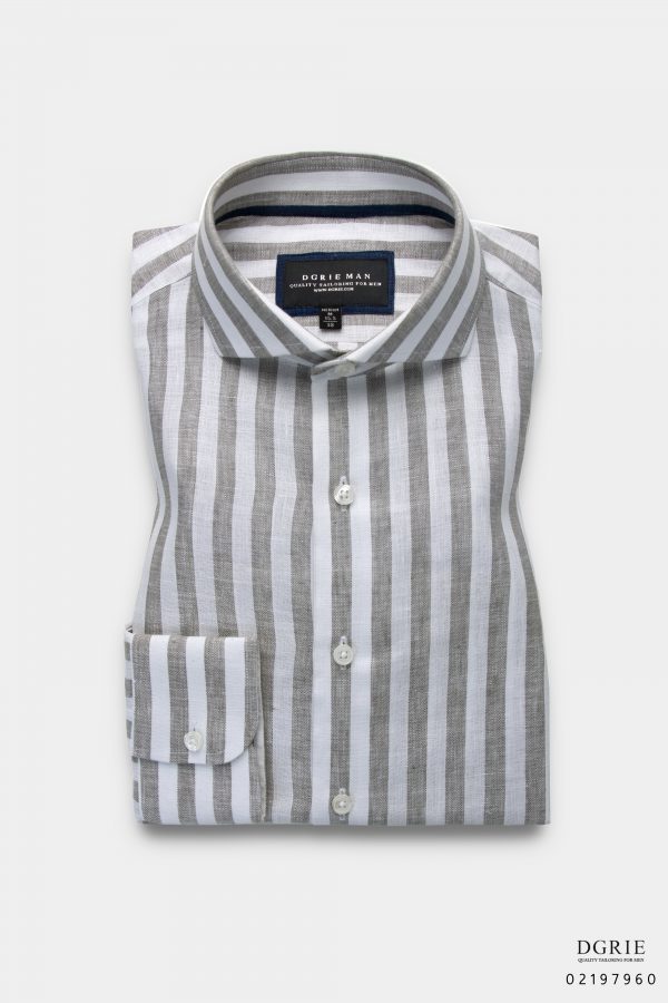 egyptian linen grayampwhite gy stripe 1cm cutaway collar shirt dgrie 3