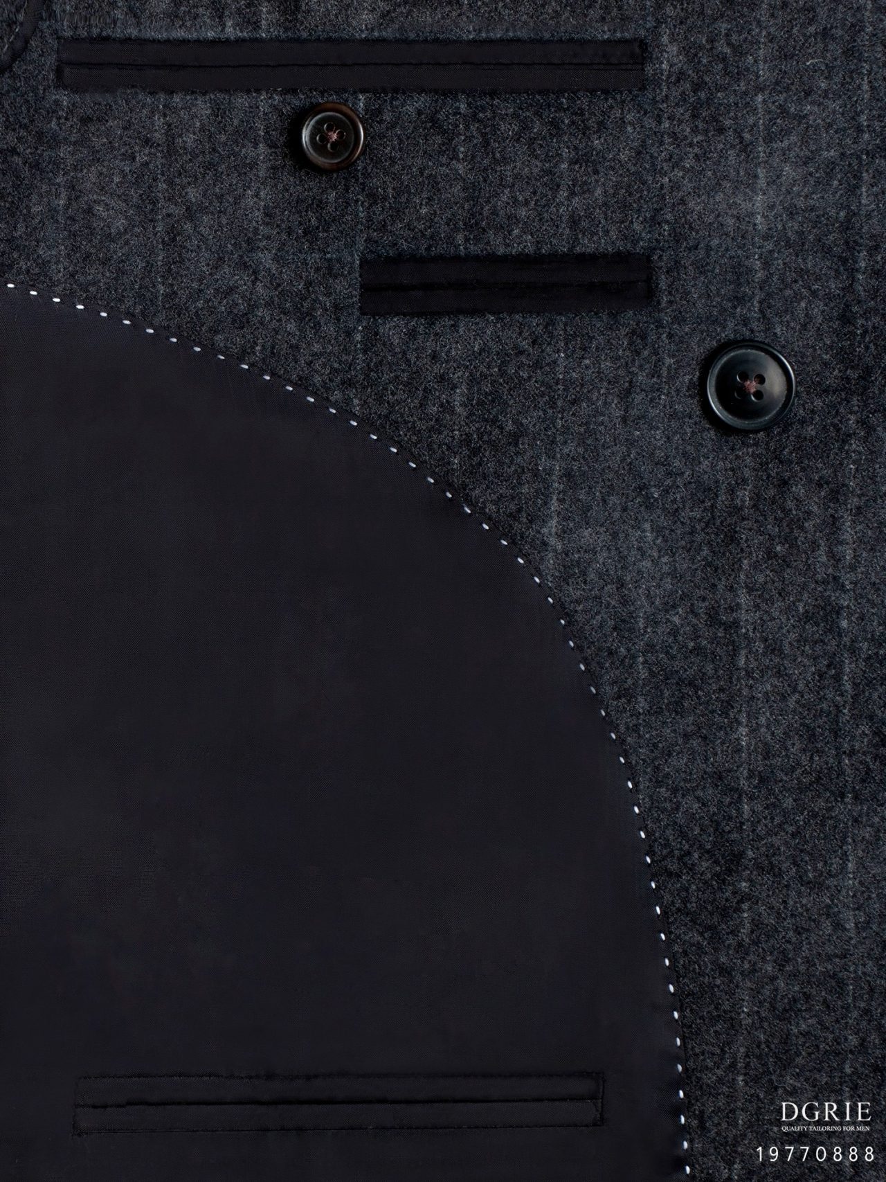 LINE ALBUM sku 19770888 dark gray double breasted stripe ๒๔๐๔๒๒ 3