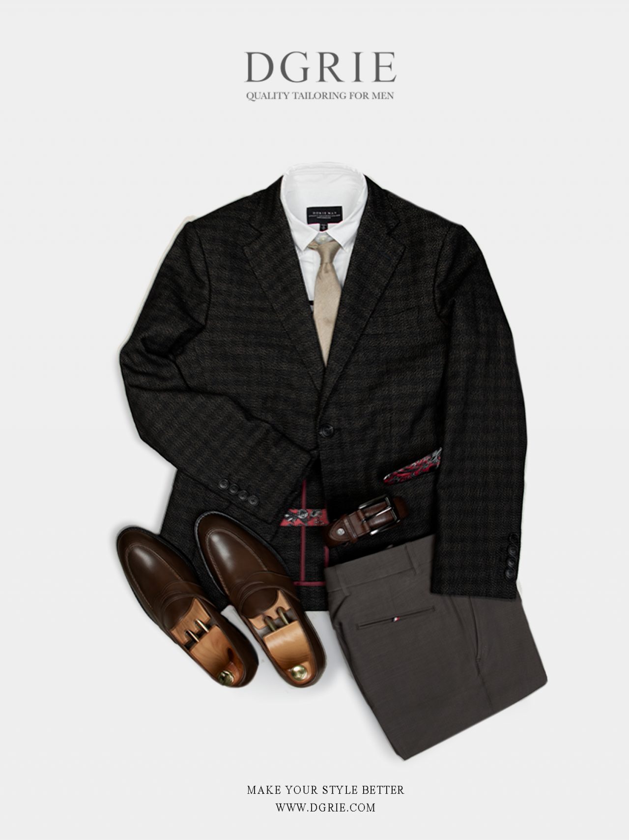 dark gray ging ham flatlay