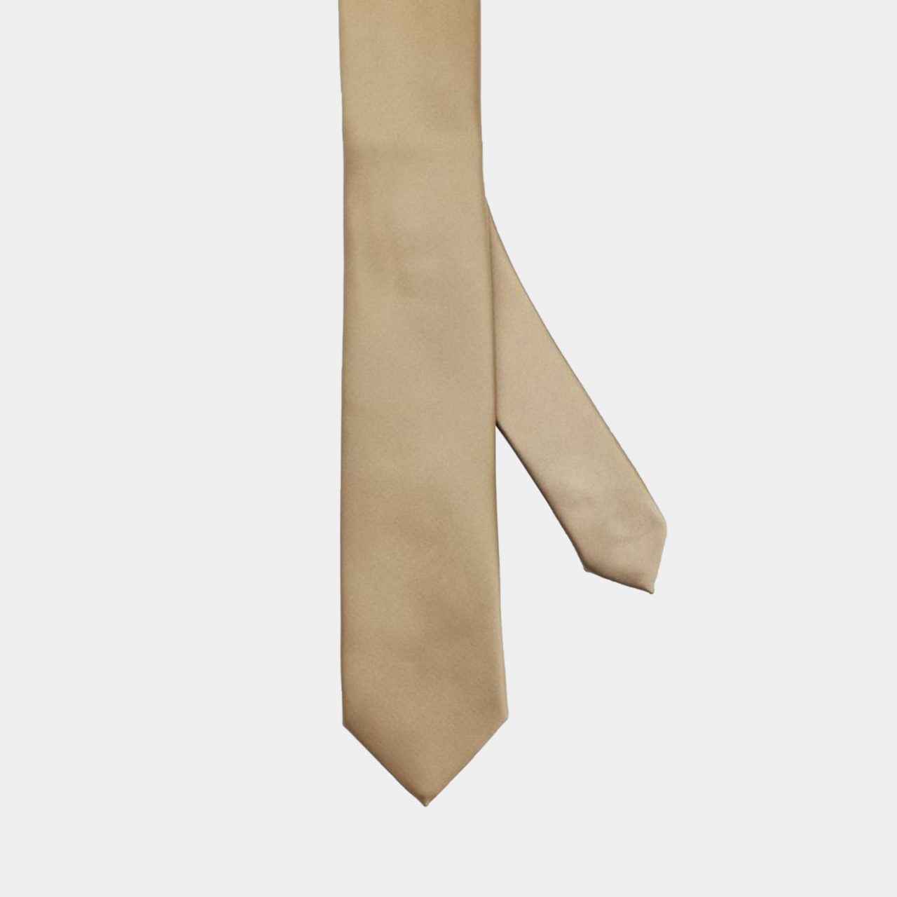 beige plain satin necktie dgrie