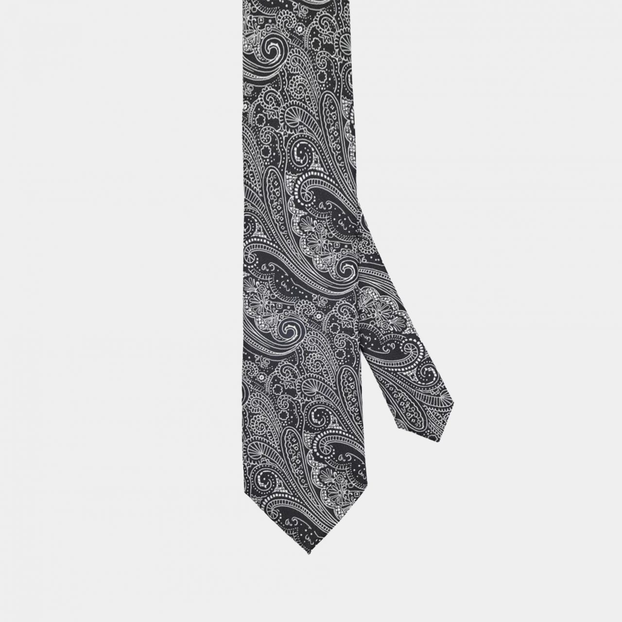 black big paisley white necktie dgrie