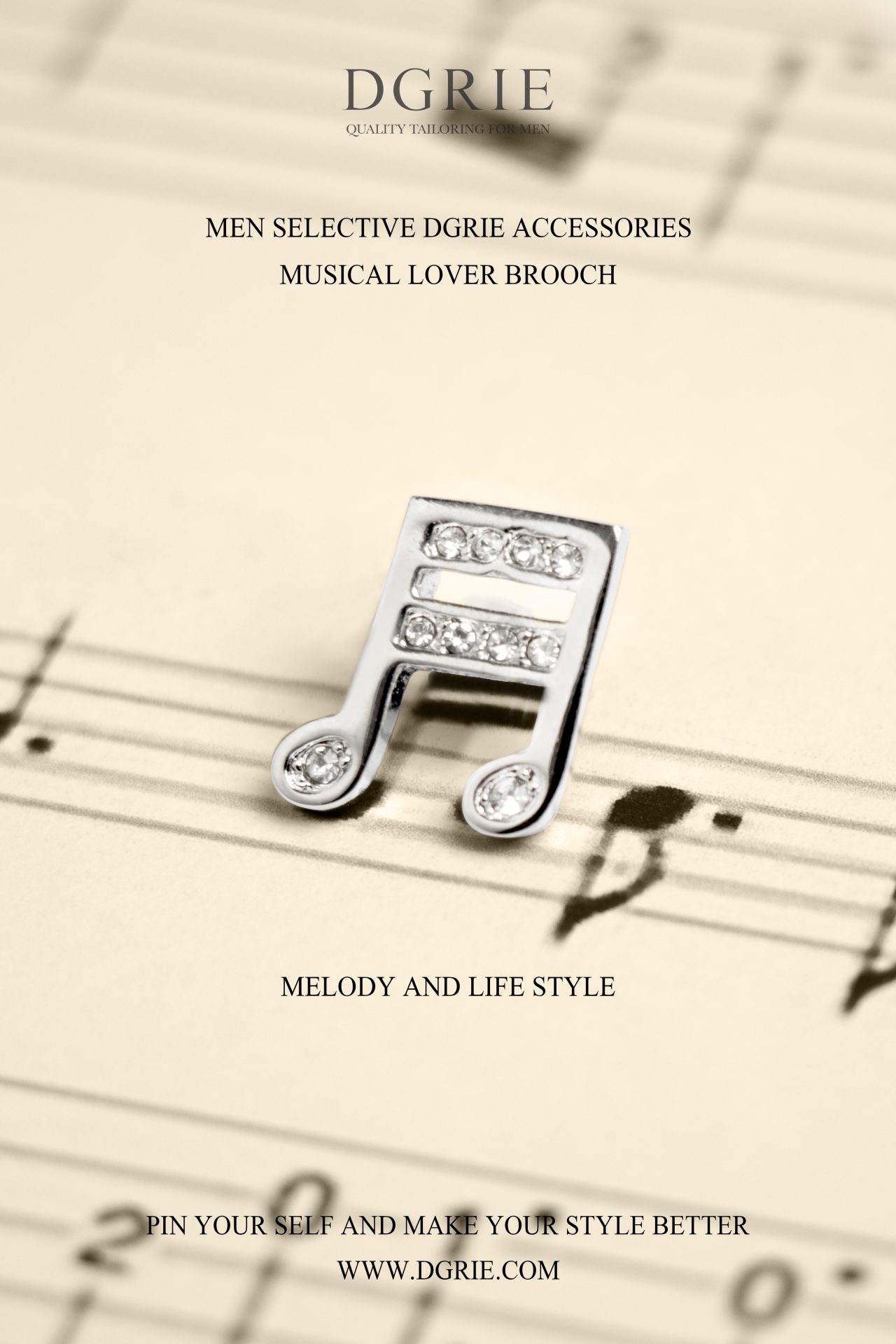 diamond melody silver brooch dgrie