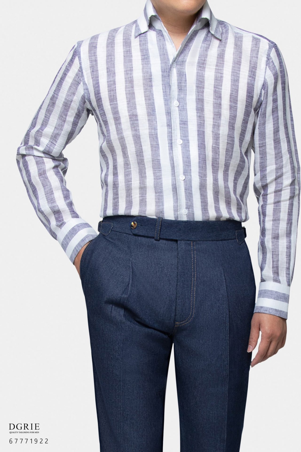 heavy navy stripe linen shirt dgrie 1