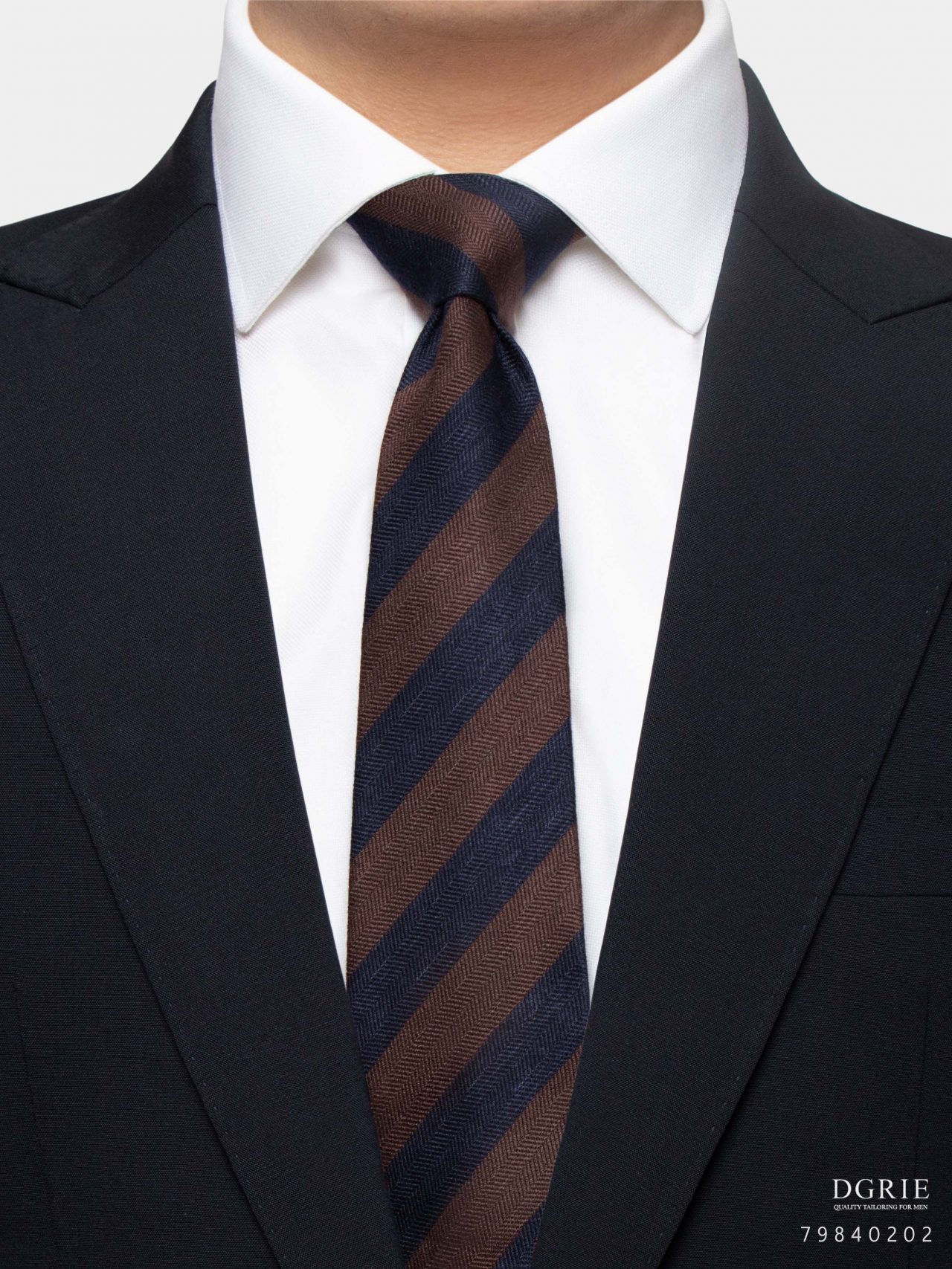 navy brown strip herringbone necktie dgrie