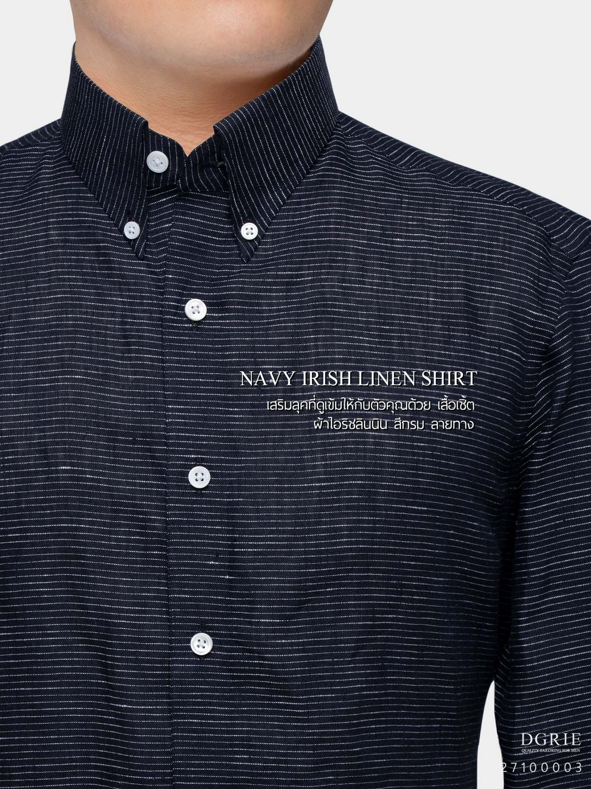dgrie irish linen dark navy white stripe shirt dgrie 4