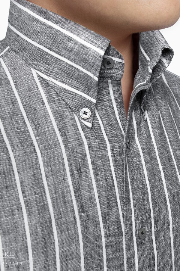 dgrie linen grayampwhite strip button down collar shirt dgrie 2