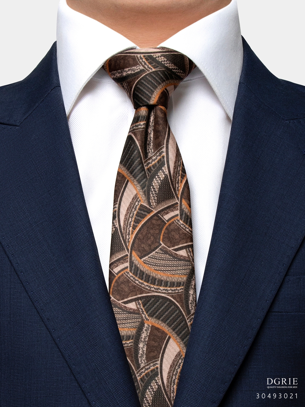brown pim pattern necktie dgrie 3