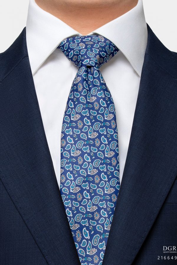 navy blue paisley mini necktie dgrie 3