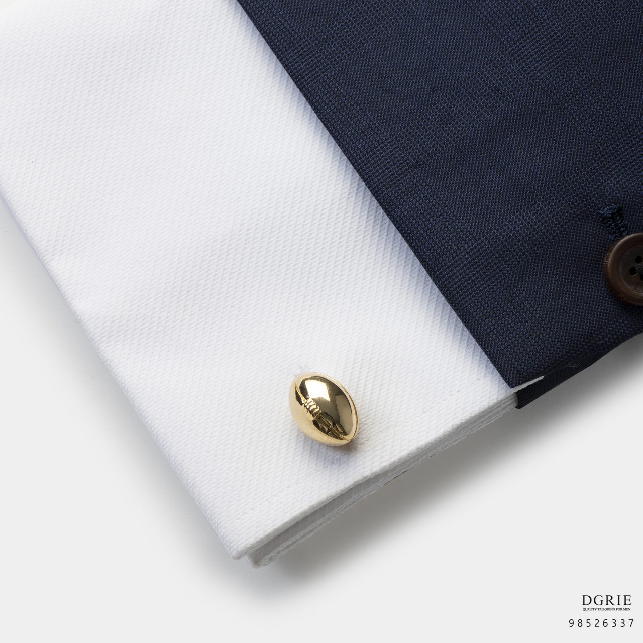 rugby ball gold cufflink dgrie
