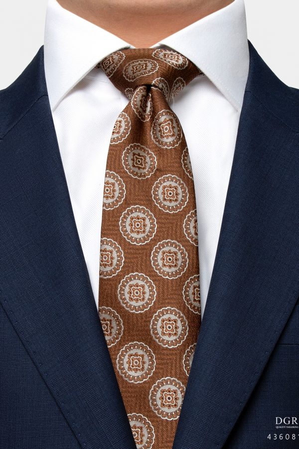 tawny brown flower necktie dgrie 3