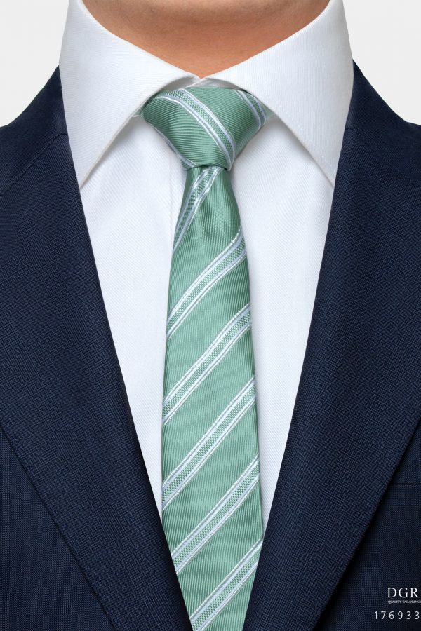 green twills white stripes necktie dgrie 1
