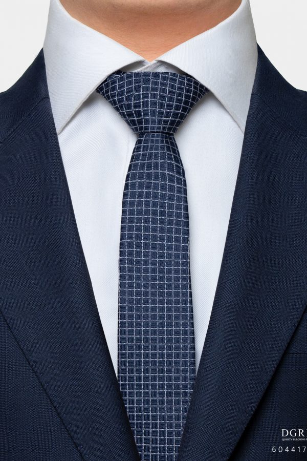 navy white check necktie dgrie 1