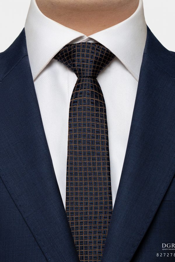 navy yellow check necktie dgrie 1