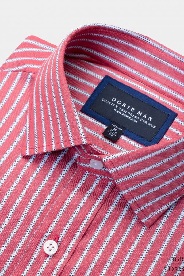 cotton stripe 1cm white pattern stitch spread collar shirt dgrie 17