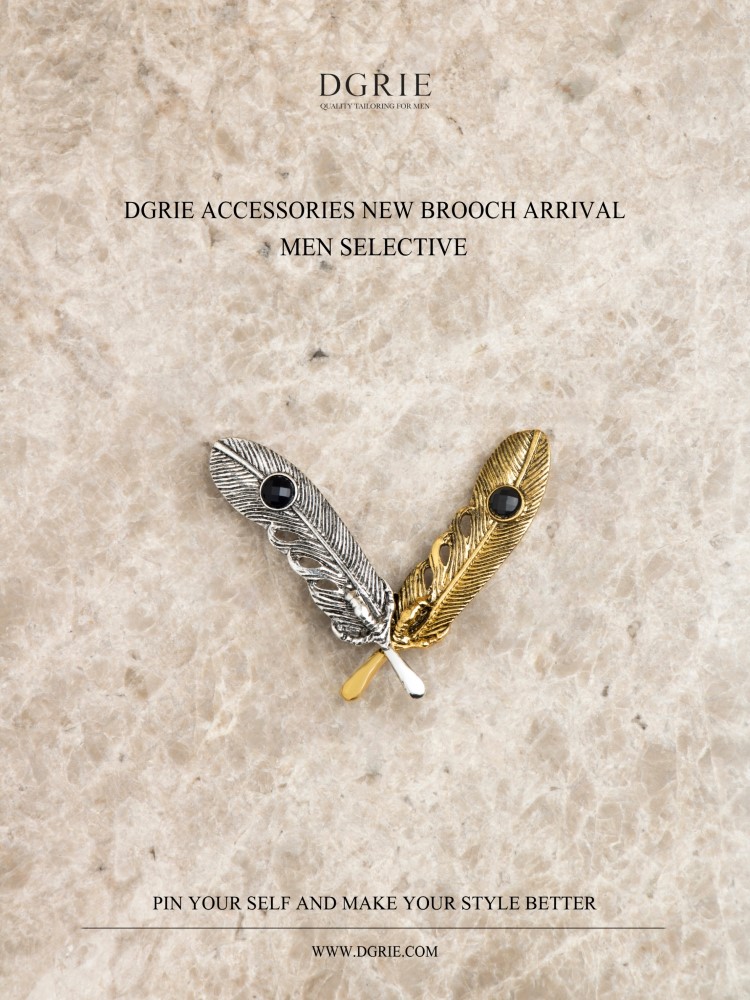 gold feather black diamond brooch dgrie 3
