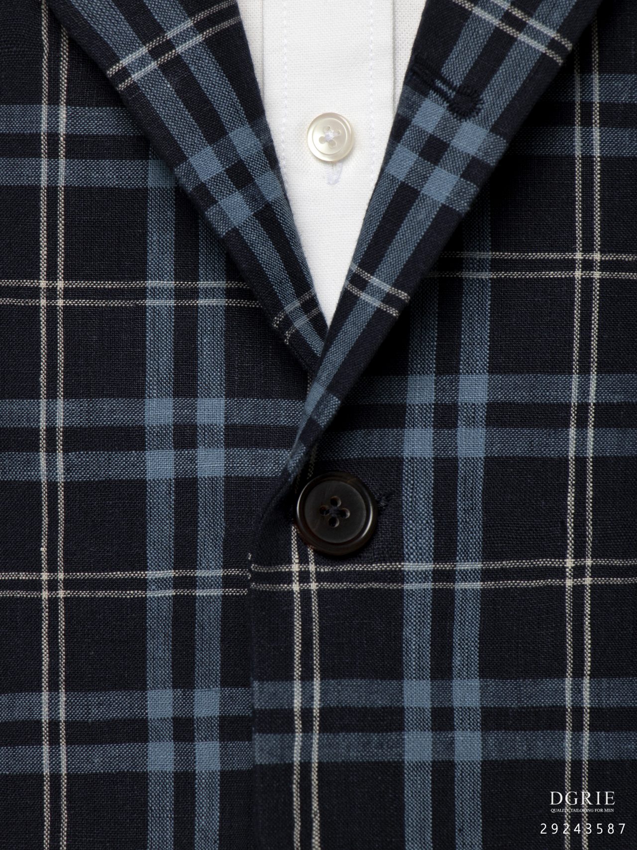 dark navy tartan check 2 button bn notch lapel linen jacket dgrie 7