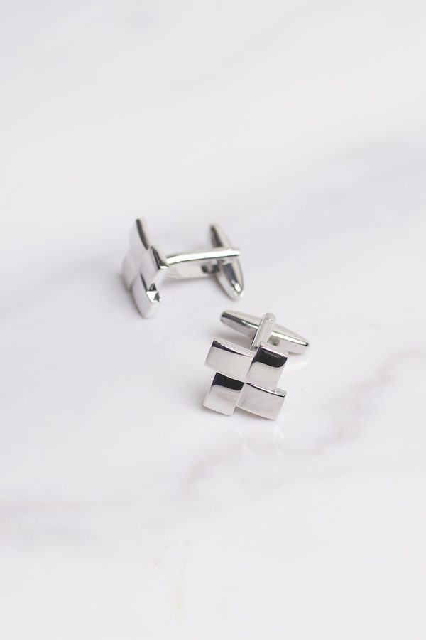 silver geometrical shape cufflinks dgrie